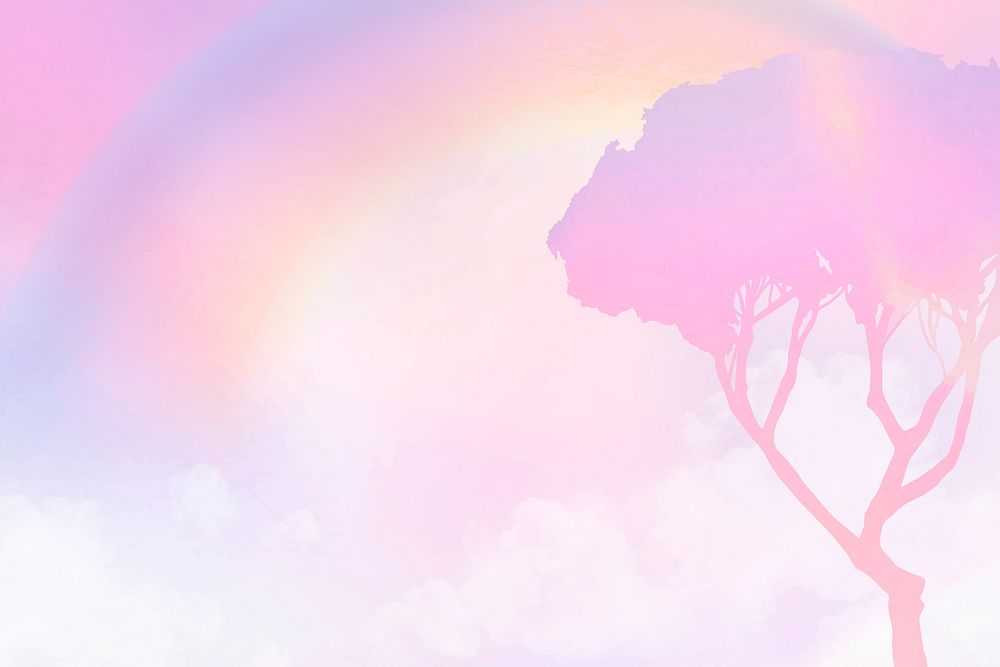 Pastel background with aesthetic pink gradient tree