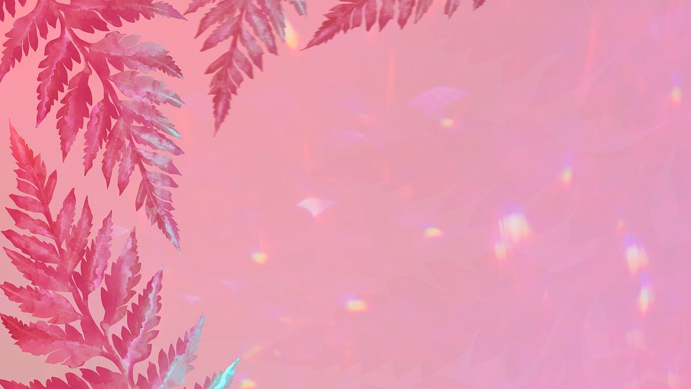 Aesthetic leaves on pink background