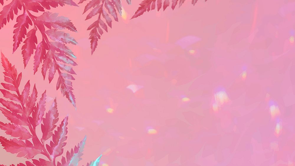 Pastel plant leaves vector on pink background