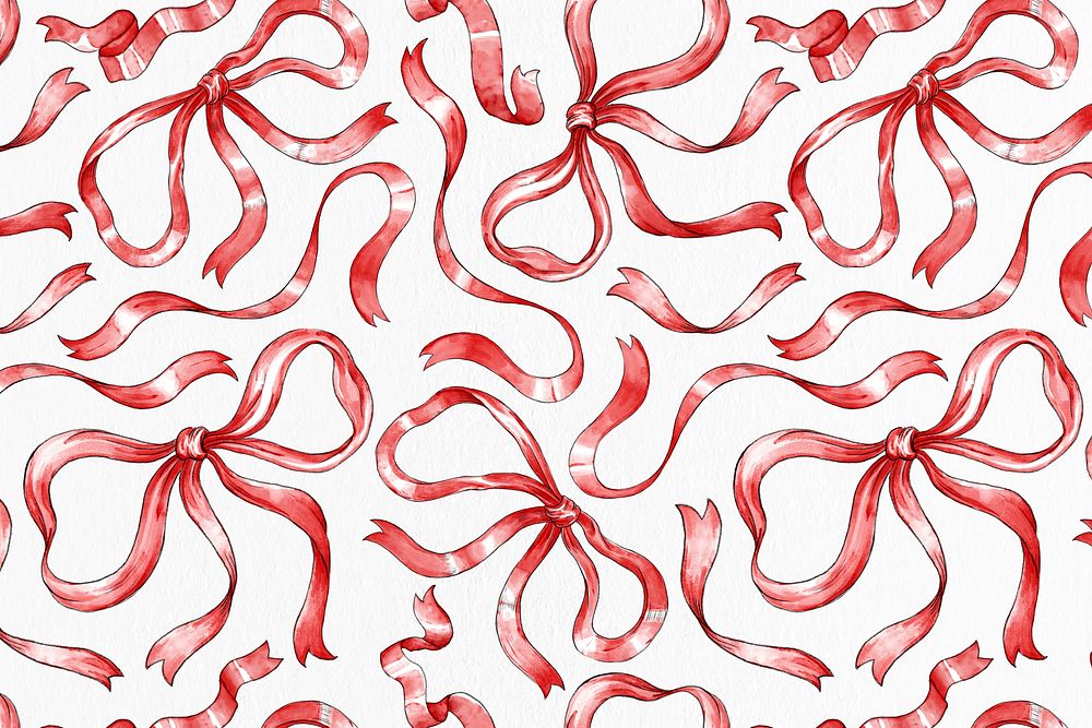 Festive Christmas ribbon pattern on white background