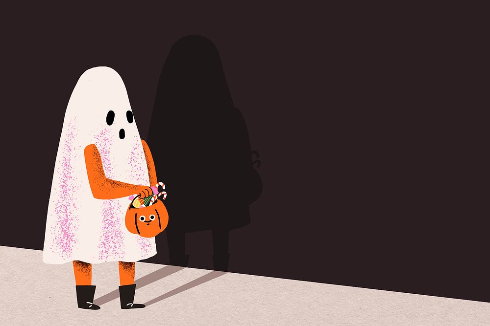 Halloween background wallpaper psd, cute white ghost border illustration