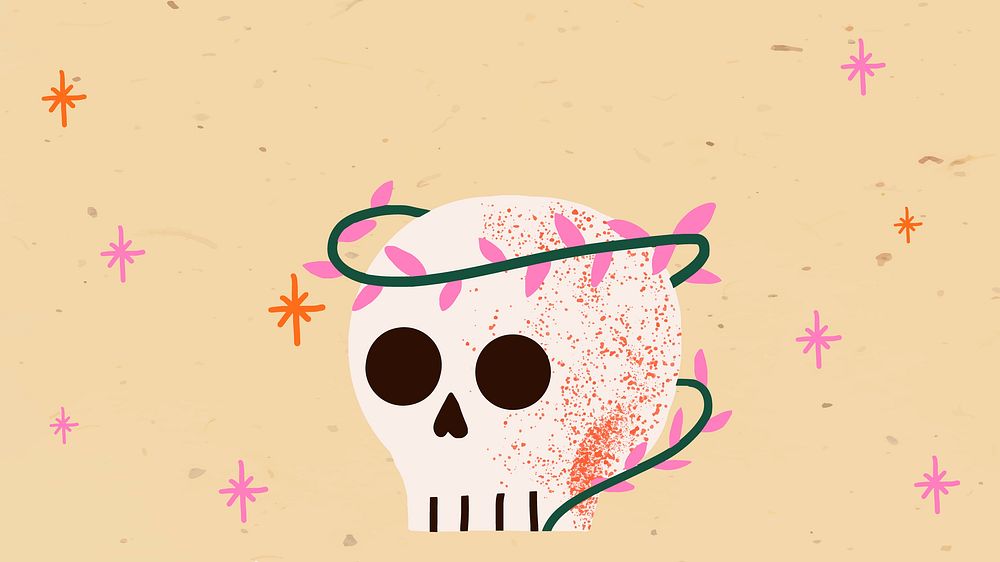 Halloween background wallpaper, spooky skull illustration