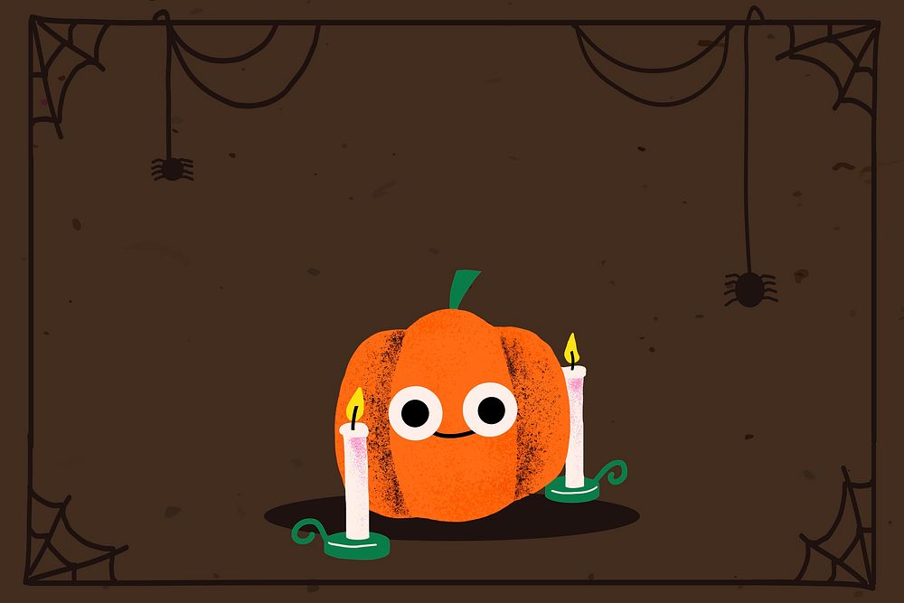 Halloween frame PSD illustration, cute jack-o'-lantern pumpkin