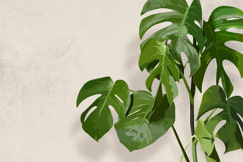 Monstera background vector, tropical leaf wallpaper