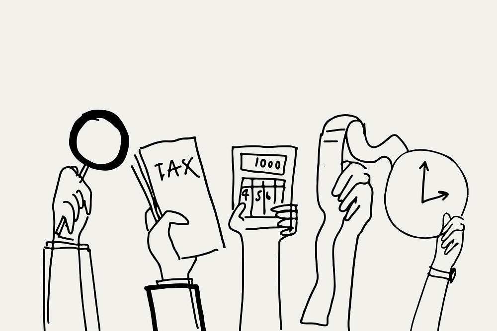 Tax audit doodle psd debt concept