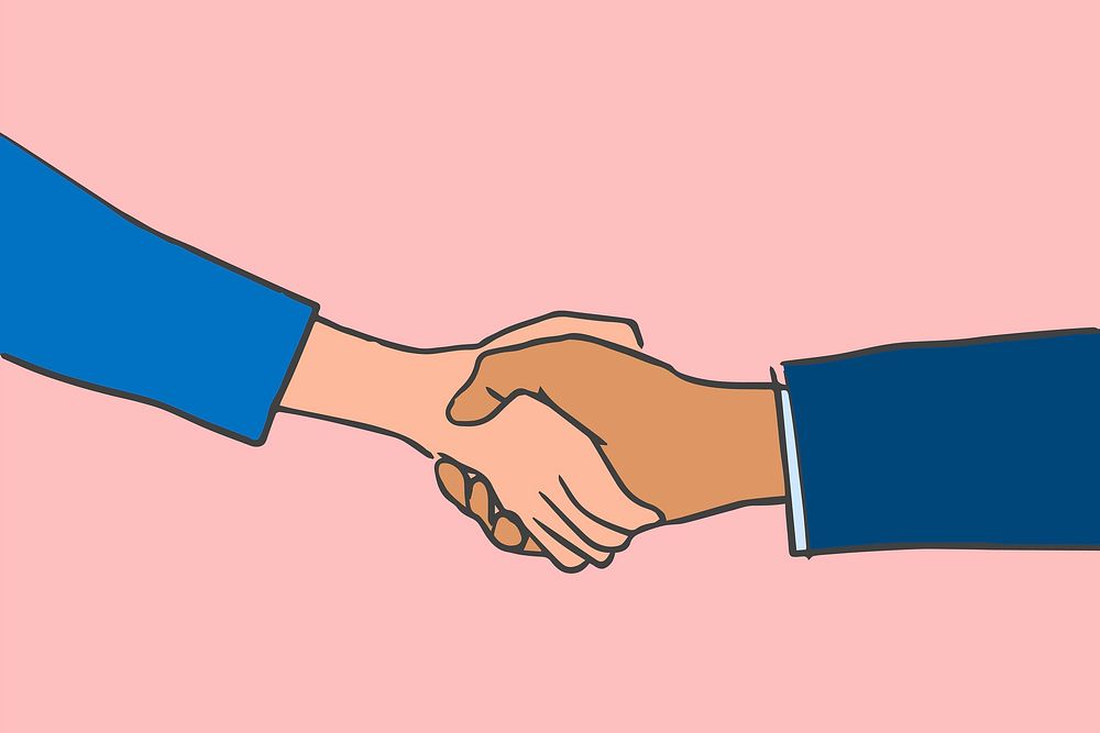 Business people doodle doing a handshake