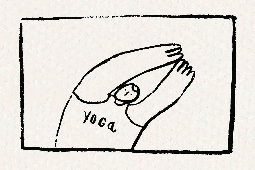 Yoga psd hand drawn cartoon self care concept