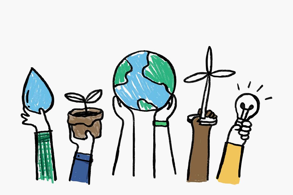Environment doodle, renewable energy concept