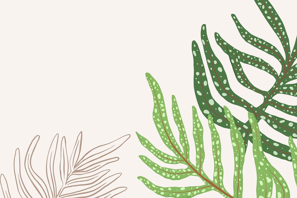 Tropical background vector fern leaf botanical illustration