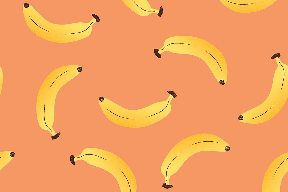 Cute food pattern background wallpaper, banana psd illustration
