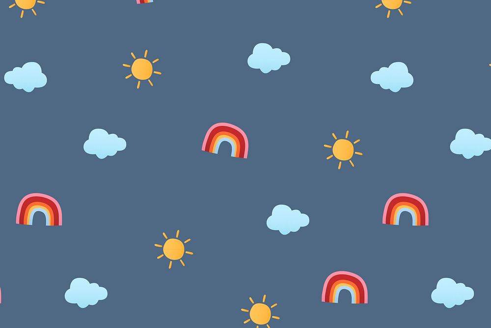 Cute weather pattern background wallpaper, weather vector illustration