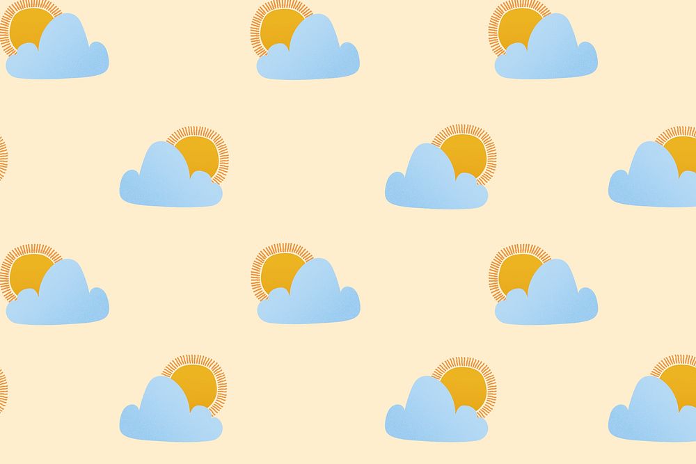 Cute weather pattern background wallpaper, sun vector illustration