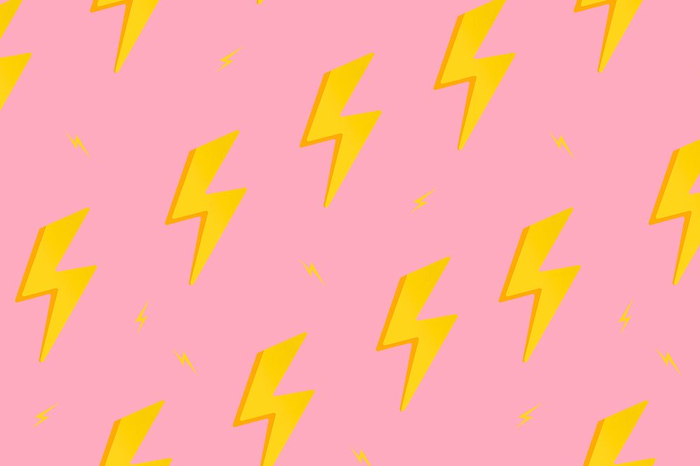 Pink pattern background wallpaper, lightning bolt illustration vector