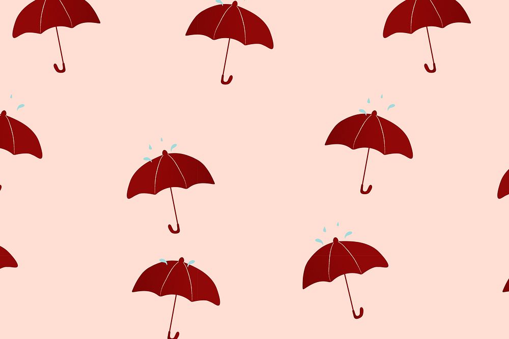 Pink pattern background wallpaper, umbrella illustration psd
