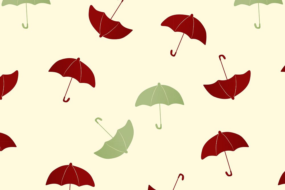 Green pattern background wallpaper, umbrella Free PSD rawpixel