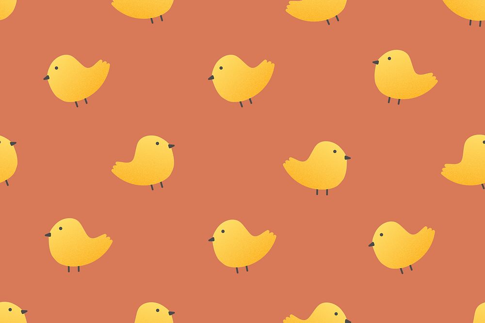 Cute animal pattern wallpaper, little bird psd illustration