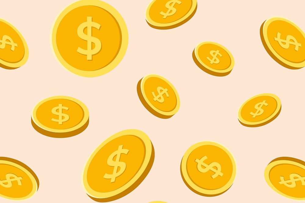Gold coin pattern background wallpaper, money psd finance illustration