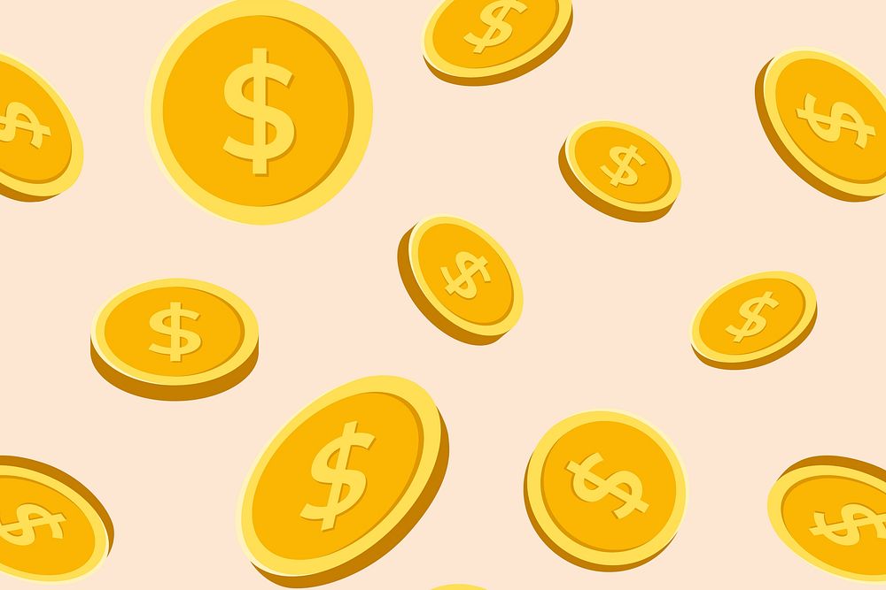 Gold coin pattern phone background/background wallpaper, money vector finance illustration