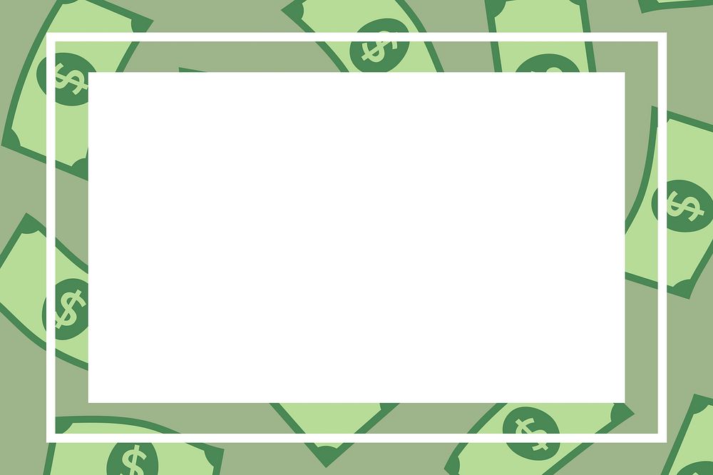 Green square/rectangle frame, dollar bills pattern money psd finance clipart