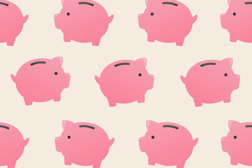 Piggy bank pattern background wallpaper, money psd finance illustration