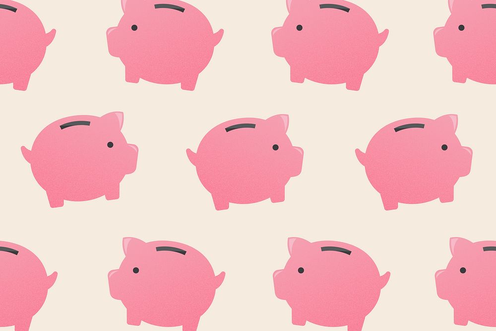 Piggy bank pattern background wallpaper, money vector finance illustration