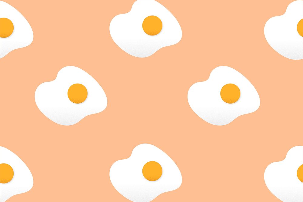 Desktop wallpaper, cute food pattern fried egg psd illustration