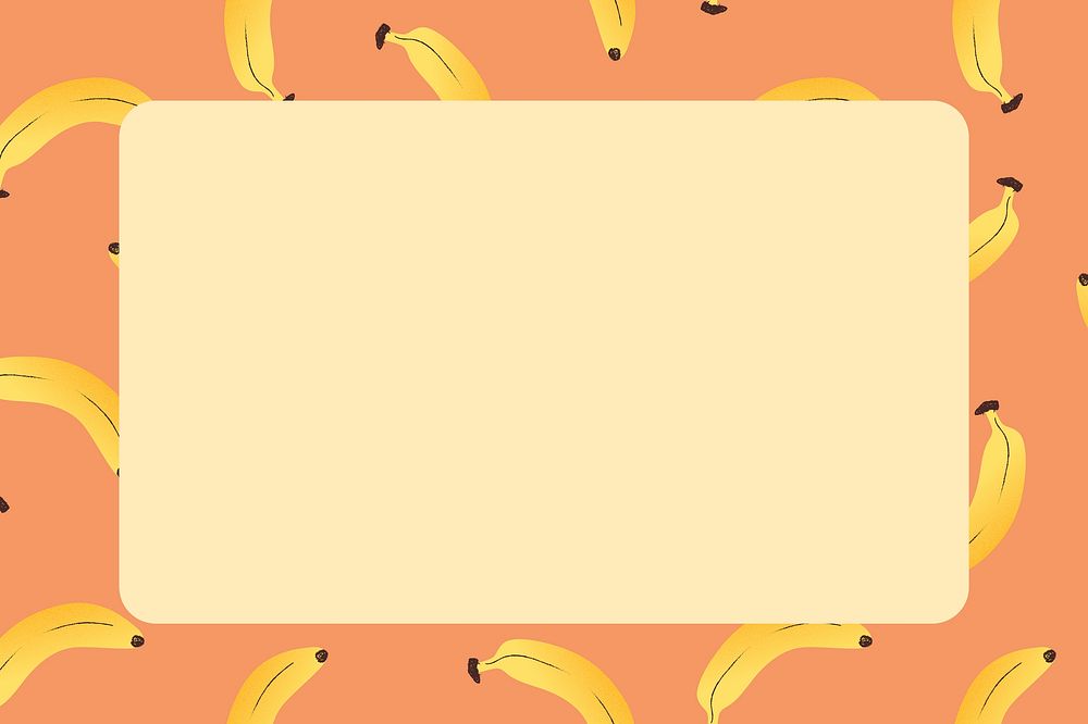 Orange banana pattern frame, rectangle shape fruit psd clipart