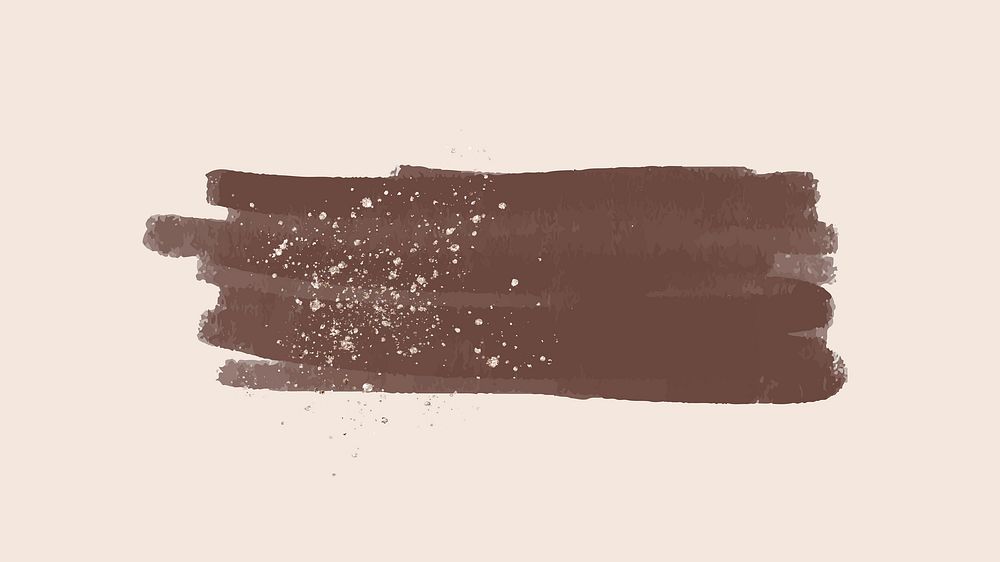 Brown brush stroke element vector with glitter