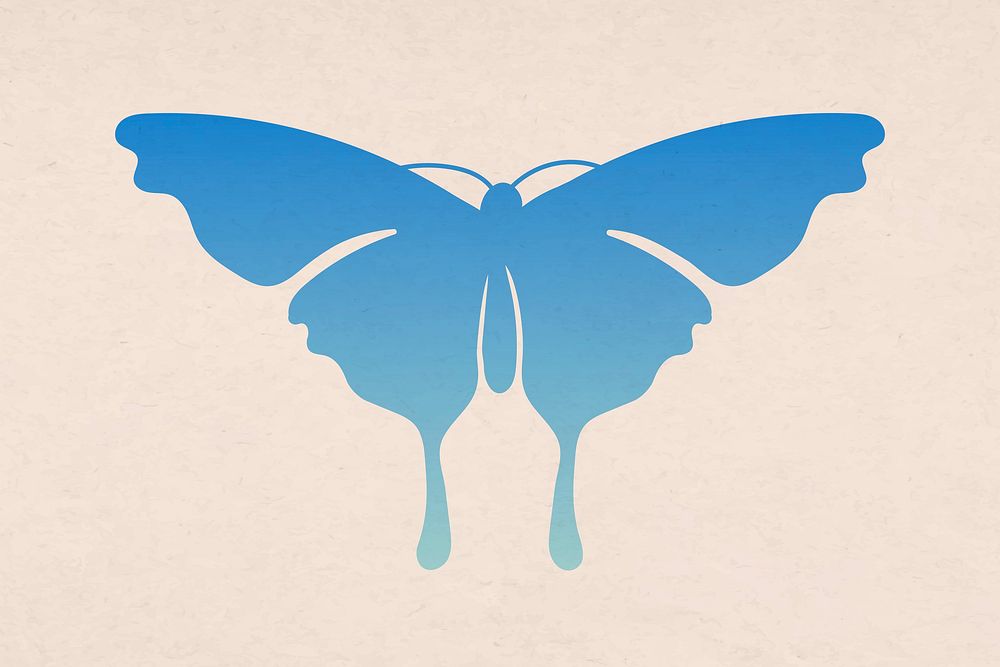 Blue butterfly background, aesthetic flat design
