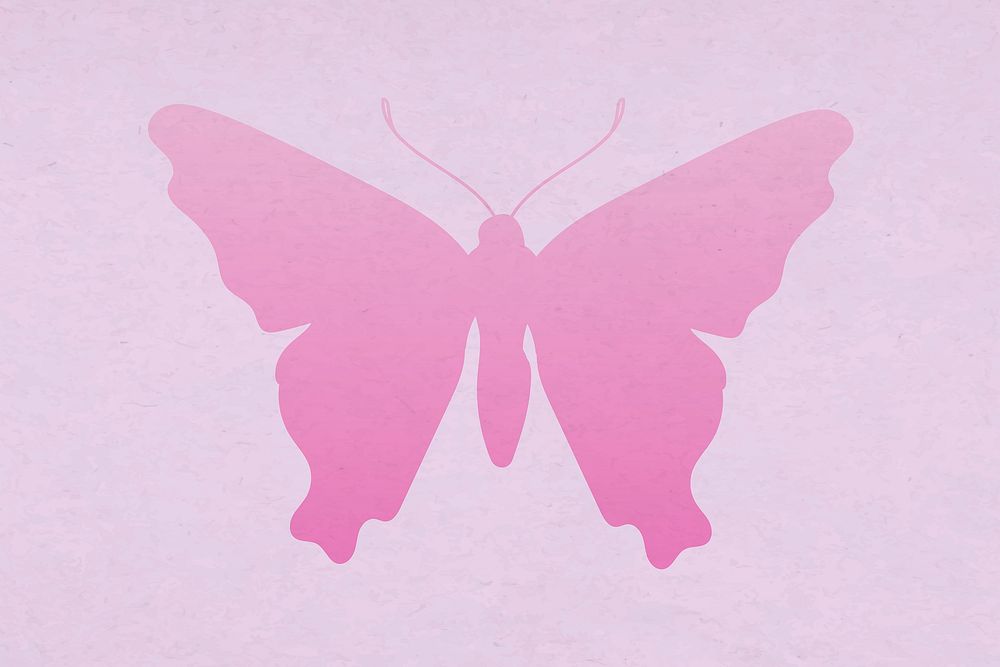 Pink butterfly background, aesthetic flat design