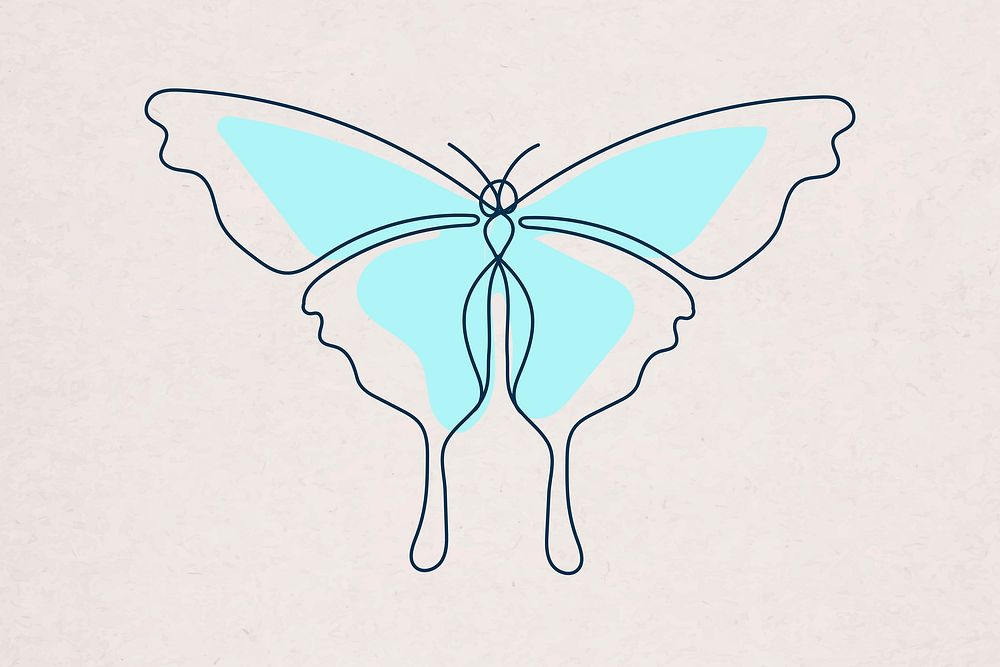 Blue butterfly background, beautiful line art