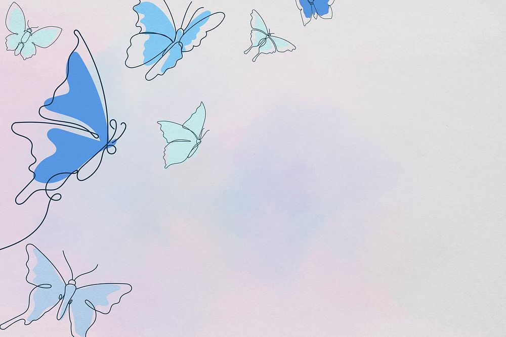 Beautiful butterfly background, blue border, animal illustration
