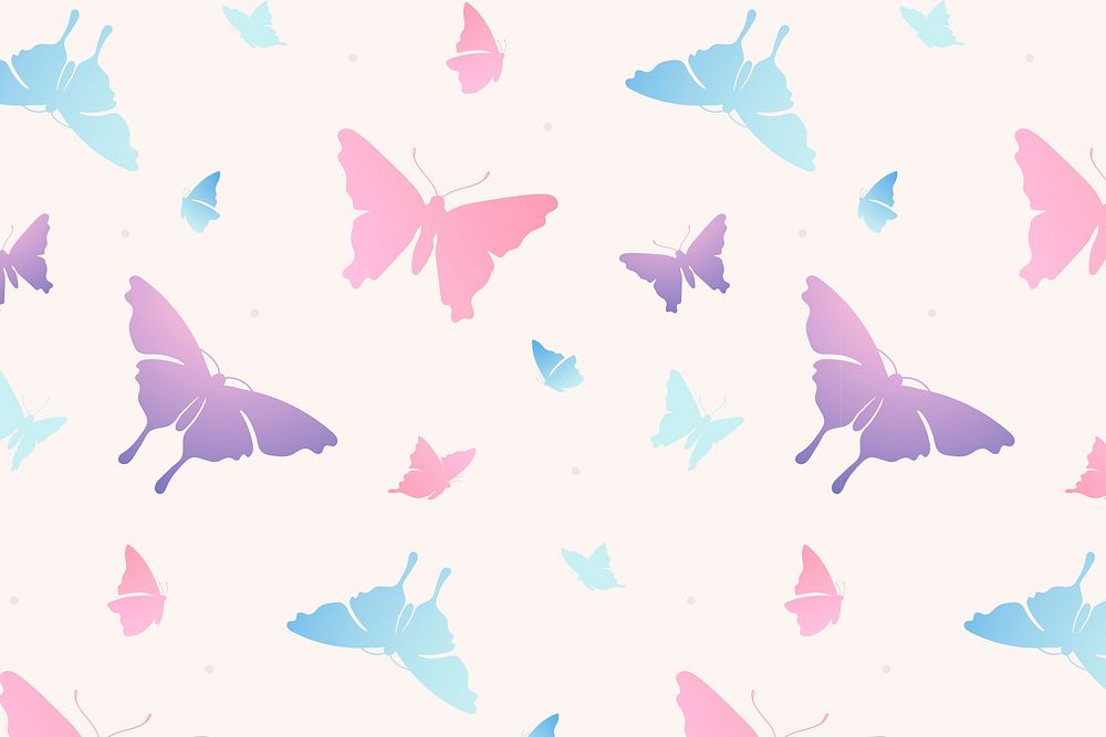 Butterfly pattern background, feminine pink aesthetic vector