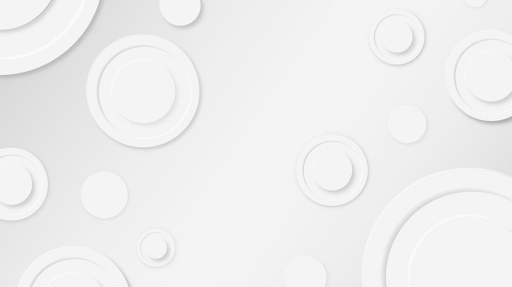 Geometric circle wallpaper, white desktop background vector