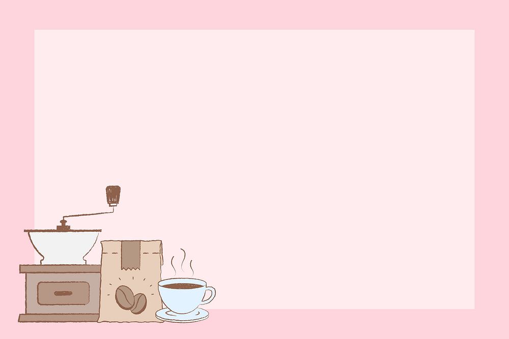 Coffee frame background, pink wallpaper