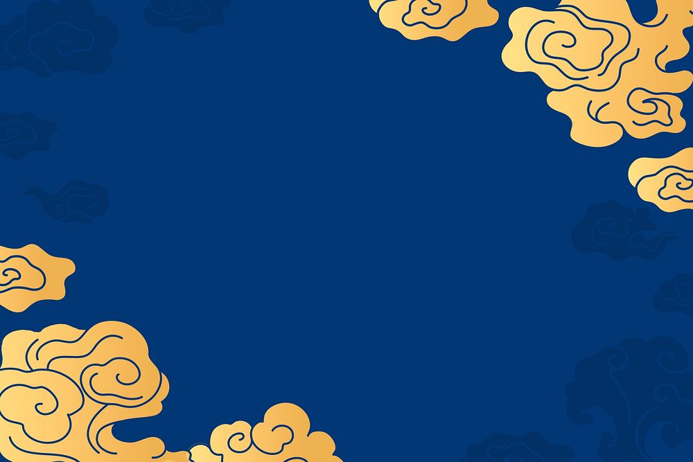Oriental desktop background, Chinese cloud blue illustration psd