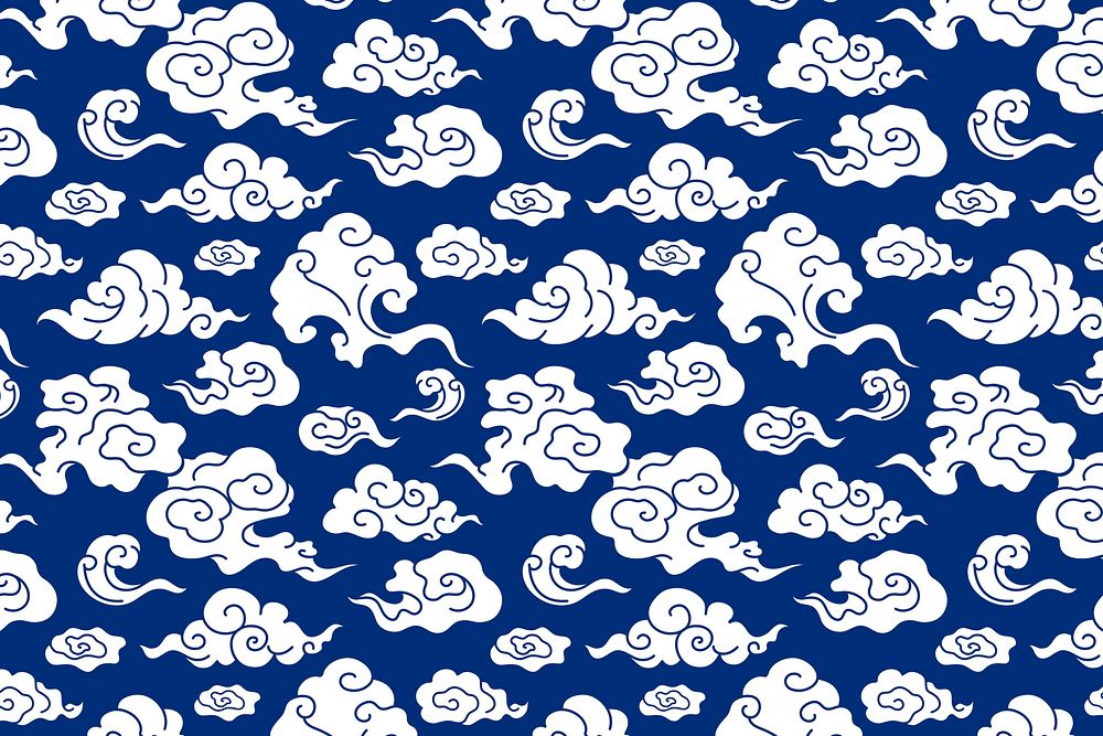 Blue cloud background, Chinese oriental pattern illustration