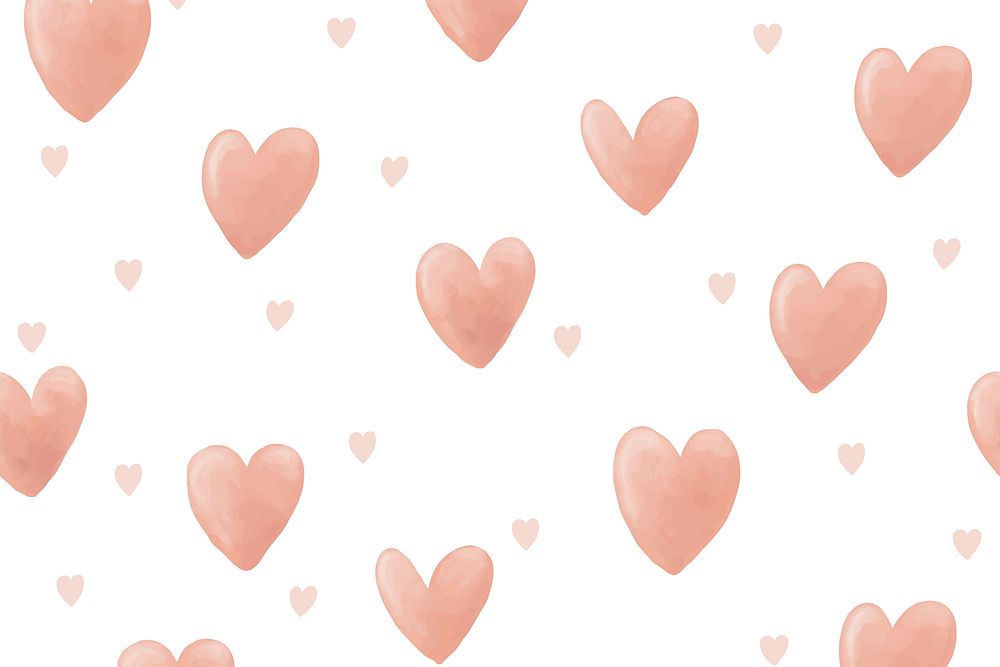 Heart background desktop wallpaper, cute watercolor vector