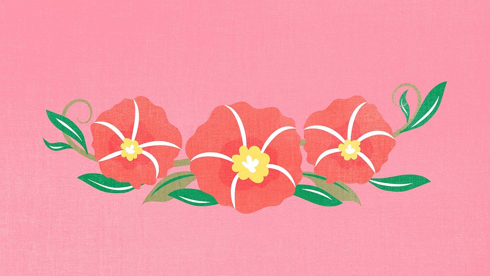 Flower divider, pink flat design sticker psd illustration