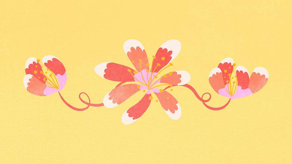 Flower divider, colorful cute sticker psd illustration