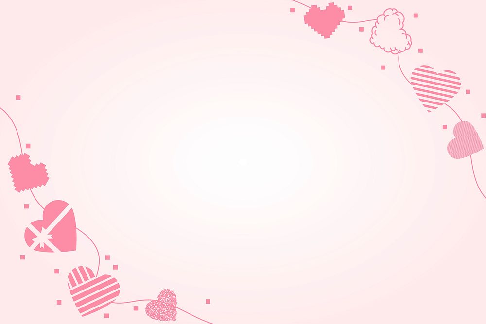 Cute heart border frame vector, pink background design