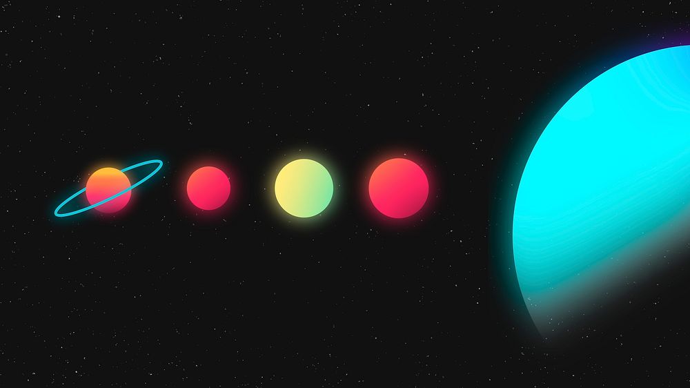 Solar system HD wallpaper, colorful neon glow gradient design