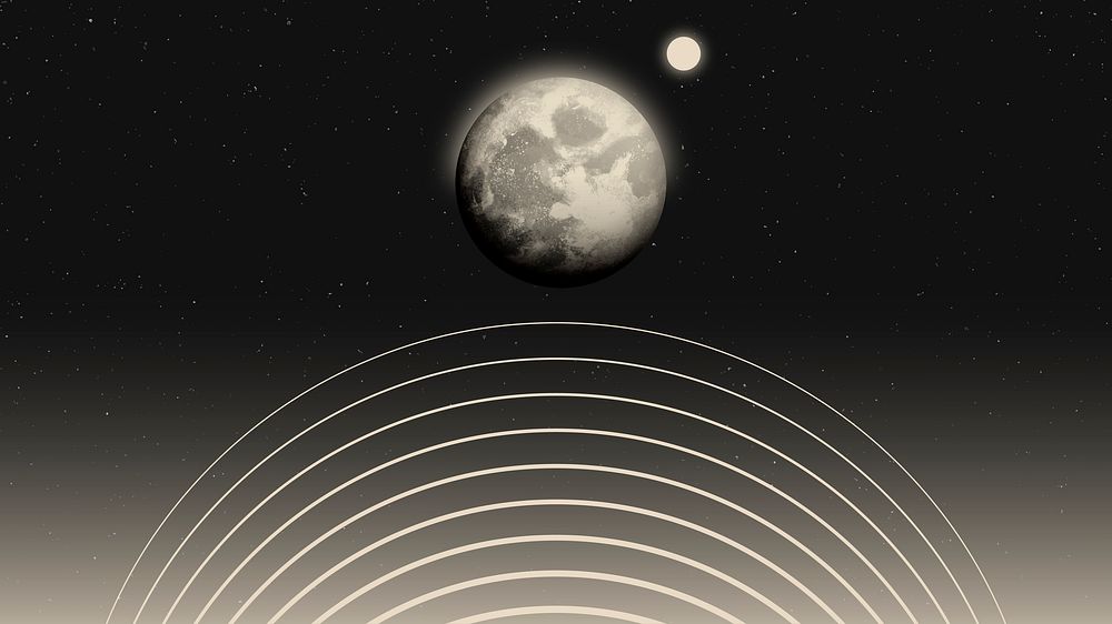 Galaxy moon desktop wallpaper, beautiful space illustration vector