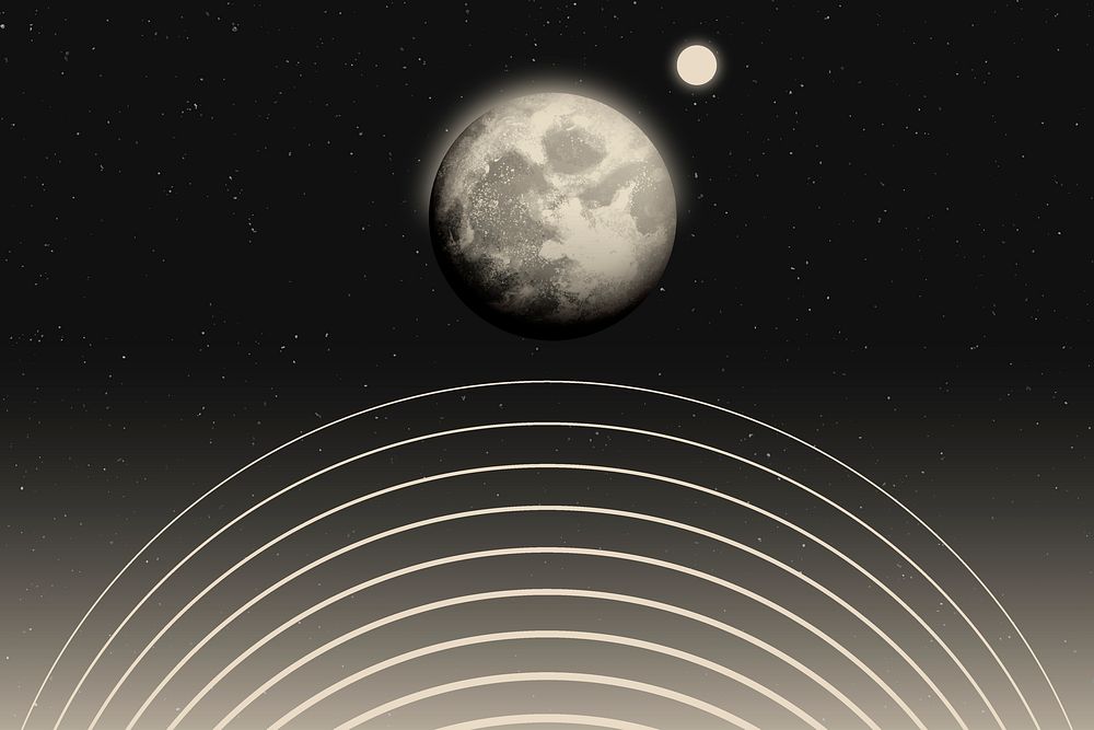 Space moon background, aesthetic beige galaxy illustration