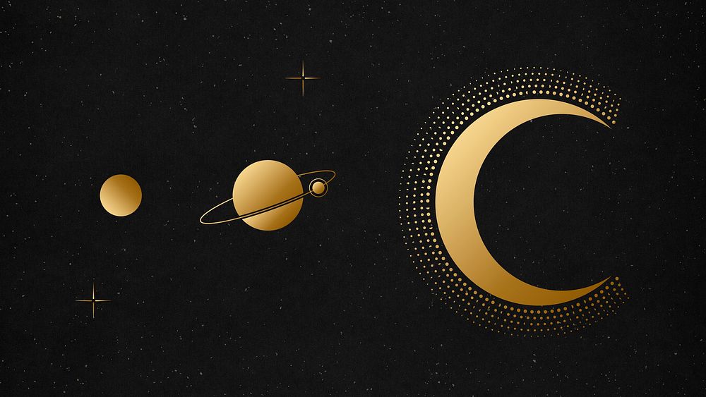 Solar system HD wallpaper, gold gradient space background