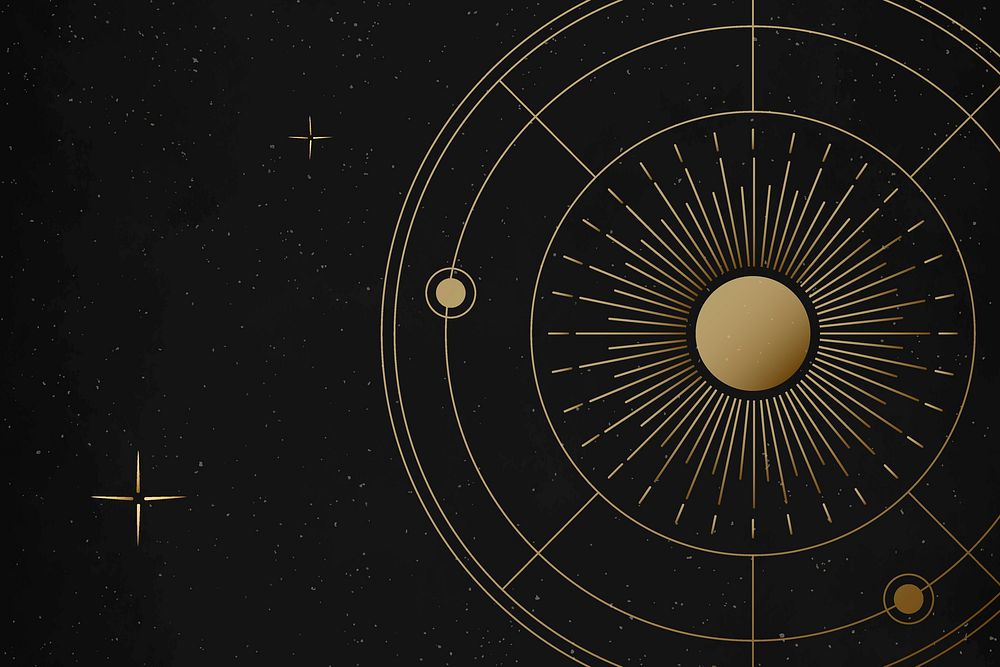 Celestial sun background, gold aesthetic galaxy illustration vector