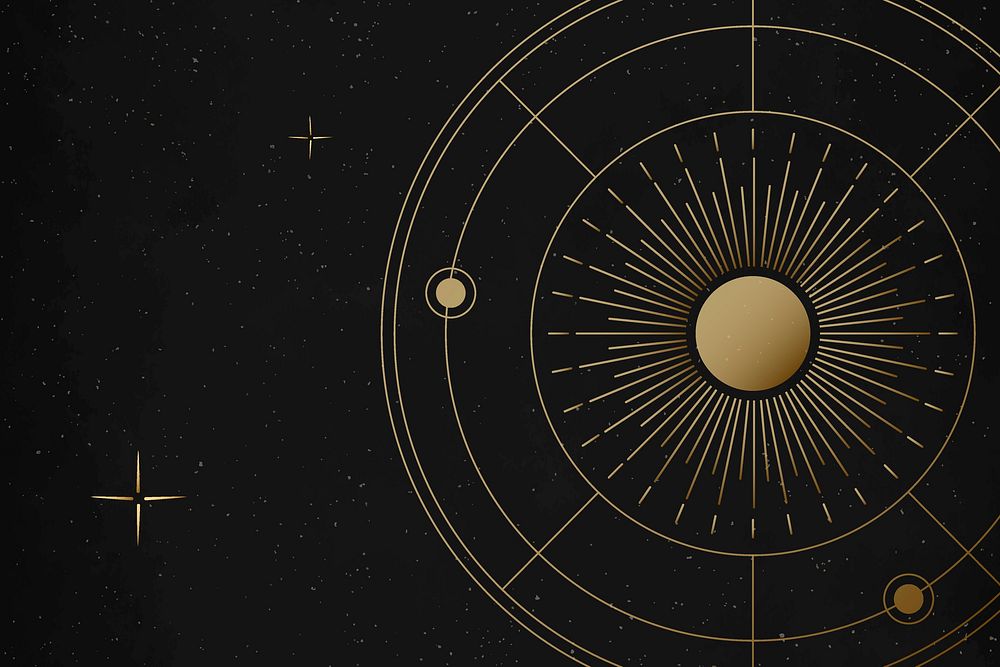 Celestial sun background, gold aesthetic galaxy illustration