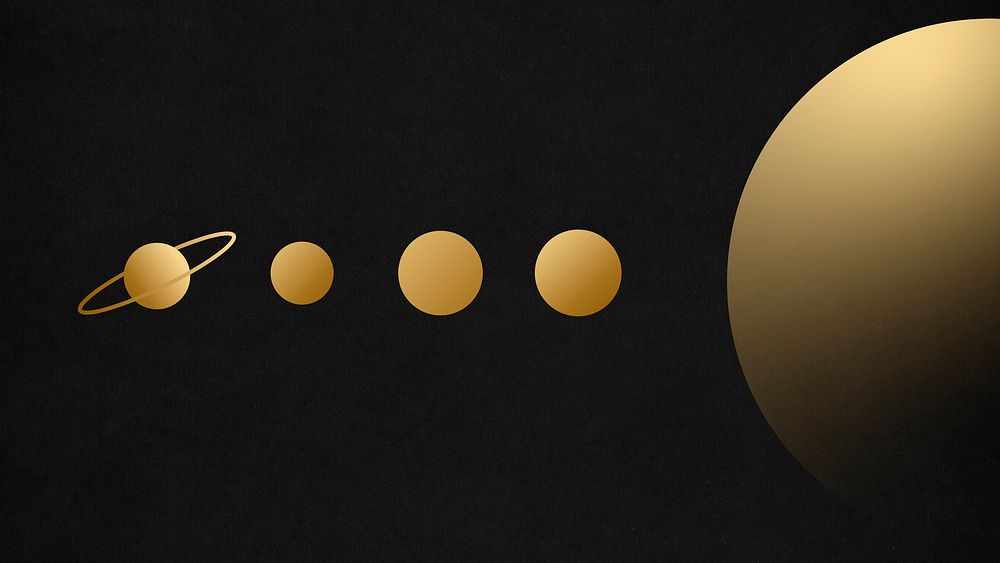 Solar system computer wallpaper, gold gradient space background