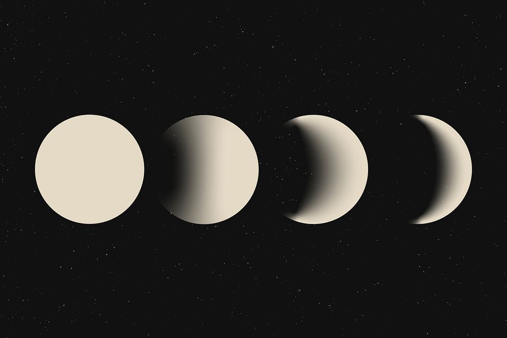 Moon phases background, retro aesthetic beige astronomy image vector