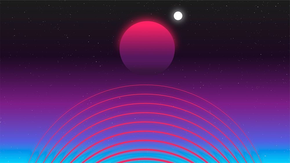 Retro futuristic computer wallpaper, pink neon gradient background vector